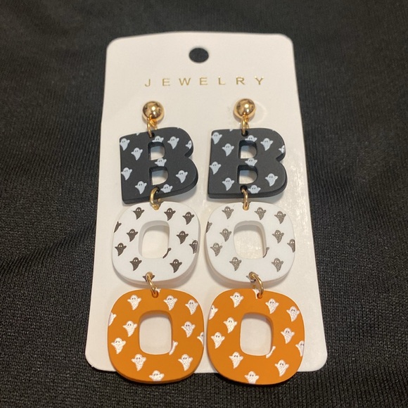 BOO Halloween Ghost Acrylic Drop Earrings - Picture 7 of 9